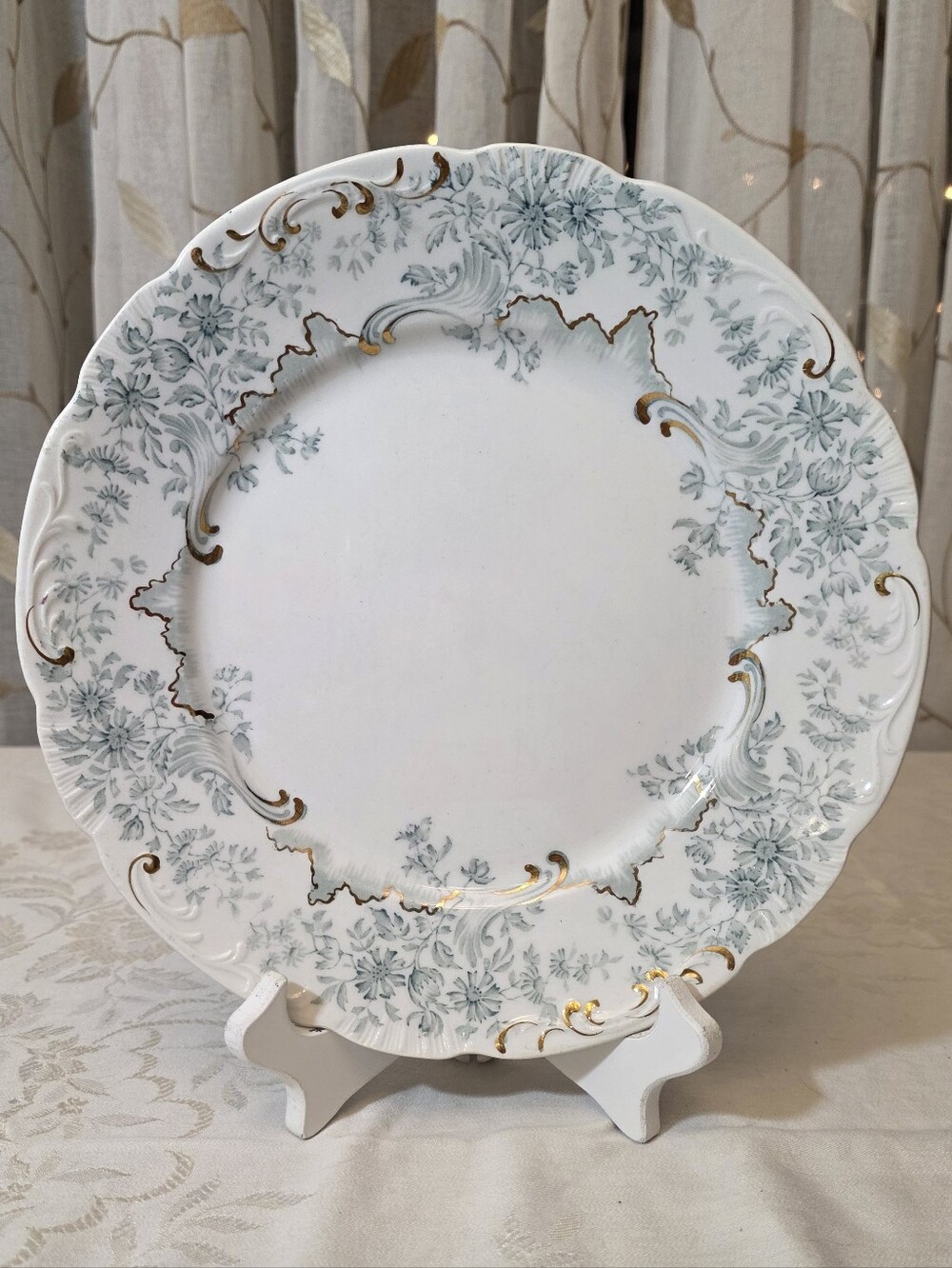 Antique W.H. Grindley "Antique" Green Floral Plates - Set of 4 (1895)